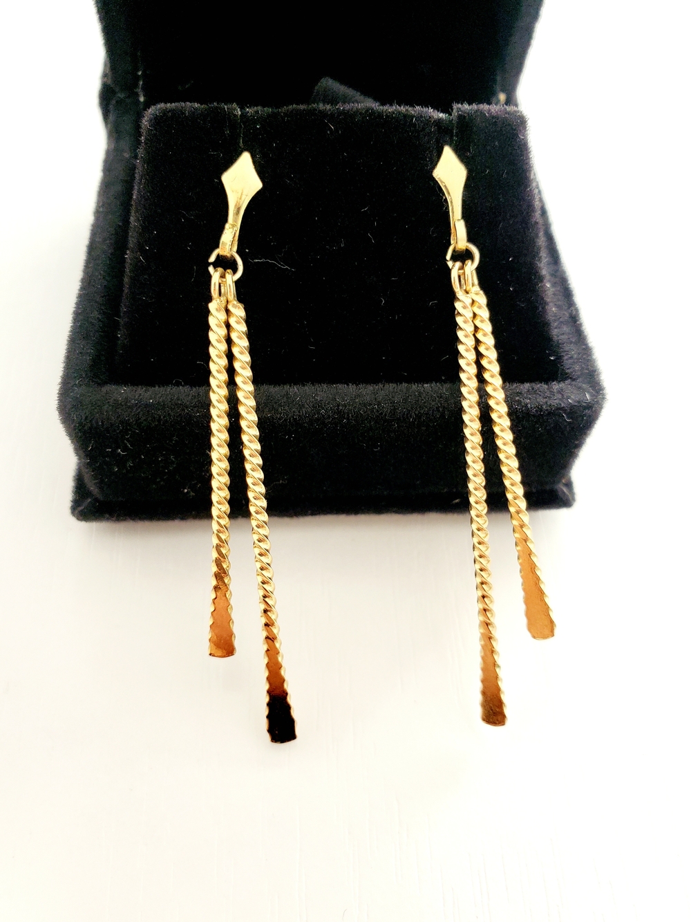 Gold Dangle Chain Drop Earrings - Vintage